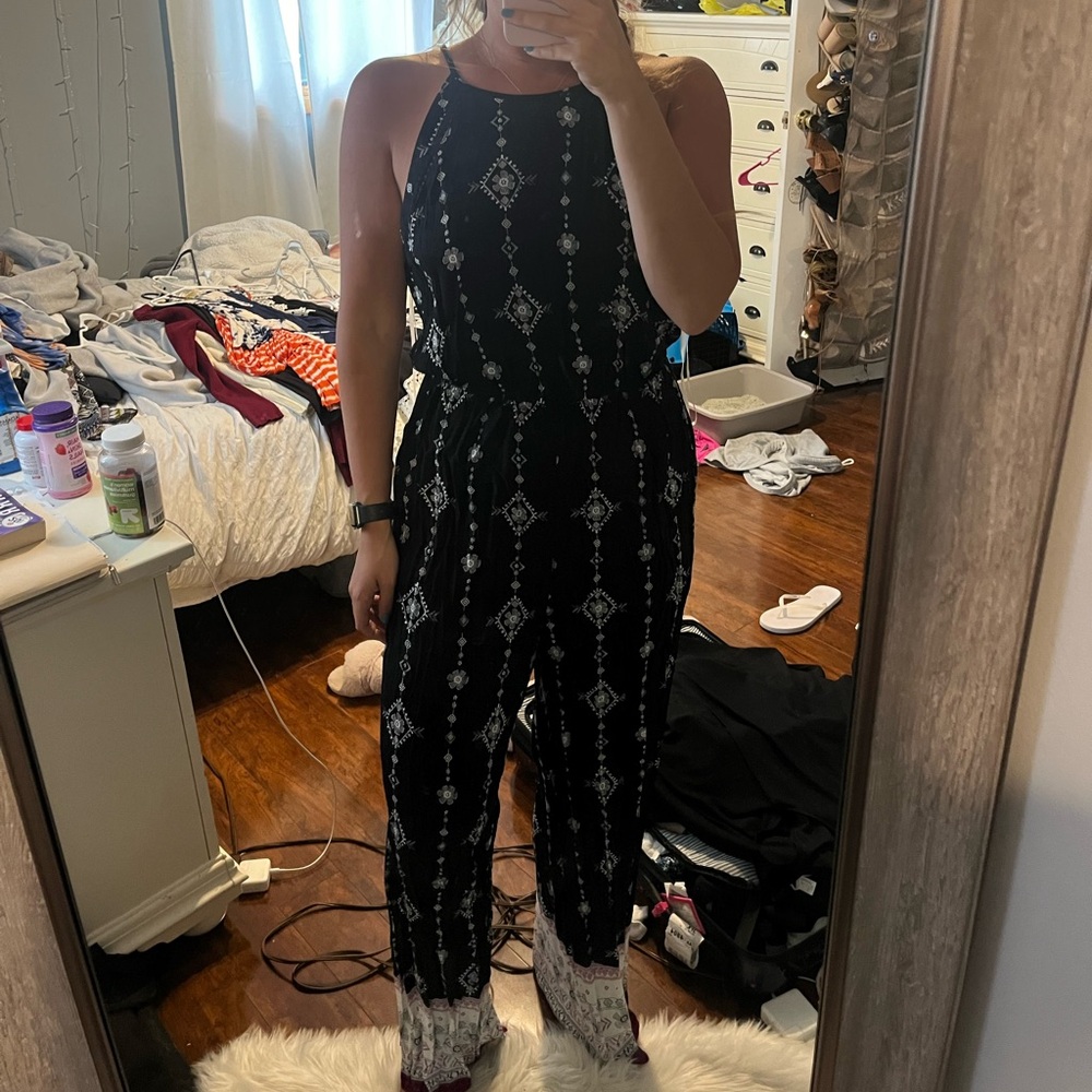 Black printed jumpsuit